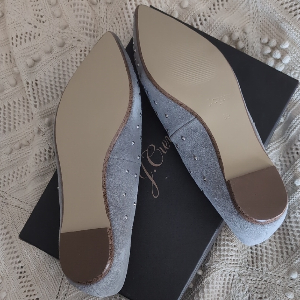 New! Amelia J. Crew Women's Silver Studded Loafers - Picture 4 of 6